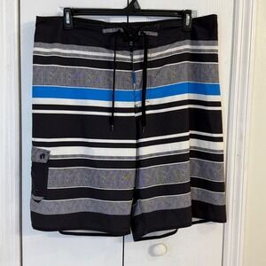 ✨Hang Ten‎ Swim Trunks Striped Board Shorts with Pocket XX-Large